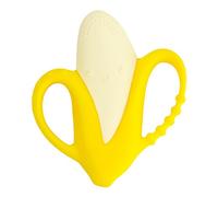 Infantino Lil' Nibbles Anneau de Dentition en Silicone Texturé, Exploration Sensorielle et Soulagement de la Dentition avec des Poignées Faciles à Tenir, Banane Jaune,0+ Mois