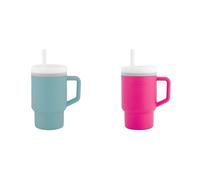 Infantino Ma Première Tasse - Adorable Tasse 255ml avec Paille Antifuite et Poignée Adaptée aux Tout-Petits, Favorise l'Hydratation, Facile à Nettoyer, Bleu Maussade & Gomme à Bulles