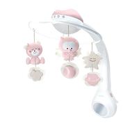 Infantino Mobile Musical 3-en-1, Mobile Transformable en Projecteur et en Veilleuse avec Mode Réveil, 6 Mélodies Intégrées et 4 Sons Nature, Rose