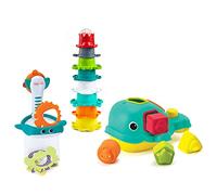 INFANTINO Ocean Fun Bathtime Playset - Including Orca The Shape-Sorting Whale, Shoot 'n Scoop Ocean Pals and 8 Colourful Stacking Cups, BPA Free