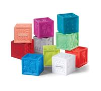 Infantino Squeeze and Stack Set de cubes - 10 cubes souples colorés et doux avec des chiffres, des animaux et des formes pour l'exploration sensorielle et les premières aptitudes à empiler Multicolore