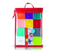 Infantino Squeeze and Stack Set de cubes - 10 cubes souples colorés et doux avec des chiffres, des animaux et des formes pour l'exploration sensorielle et les premières aptitudes à empiler Multicolore