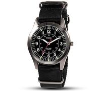 Infantry MDC Montre militaire à quartz analogique pour homme 12/24 heures avec bracelet OTAN, Noir , Sangle