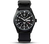 Infantry MDC Montre militaire noire pour homme avec affichage de la date et du jour 12/24 heures pour homme, montre tacitale de sport en plein air, étanche 5 ATM avec bracelet NATO, Noir, Sangle