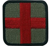 INFANTRYPRO Patch Medic Croix Secours Ecusson Medical Secouriste Scratch 5 x 5cm Urgence Secourisme Version Thermocollant à Repasser, Coudre Dispo plus bas Groupe Sanguin A+ O Rescue Sac à Dos Airsoft