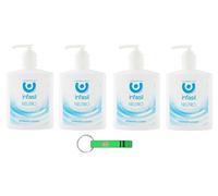 Infasil Lot de 4 savons neutres liquides pour le nettoyage quotidien, formule à la glycérine naturelle, convient aux peaux sensibles, 300 ml + porte-clés Beni Culinari