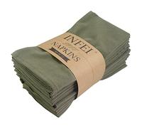 INFEI Serviettes de Table en Tissu de Couleur Unie, Lot de 12 (16,9 x 16,9 Pouces), Serviette de Table de Cuisine en Coton réutilisable, pour Les fêtes, l’hôtel et la Maison (Vert armée)