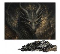 Infernal Dragon Head - Gothic Demon Beast Puzzle Adulte en Bois 1000 pièces | Présent du Nouvel An avec loisir pour amateur de puzzle sur plusieurs sessions.