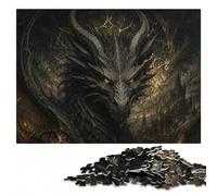 Infernal Dragon Head - Gothic Demon Beast Puzzle en Bois, 500 pièces | Cadeau puzzle: activité d'intérieur le w nd pendant une soirée calme.