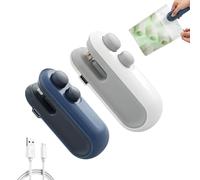Inferright Mini Bag Sealer with Cutter and Magnet, 2026 New Upgrade Rechargeable Mini Bag Sealer, 2-in-1 Rechargeable Minis Heat Sealers, Portable Snack Plastic Bag Heat Sealing Machine (White+Blue)