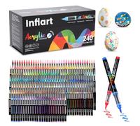 Infiart 240 Couleurs Feutre Acrylique, Acrylic Paint Brush Marker à Peinture à Base D'eau Avec Système de Contrôle Automatique de l'encre Marqueur Peinture Acrylique pour Pierre,Bois,Papier,Plastique