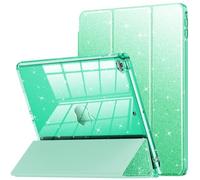 INFILAND - Coque pour iPad de 6ème/5ème génération de 9,7 pouces 2018/2017, iPad Air 2, jolie coque de protection transparente avec paillettes pour enfants, filles et femmes, avec support pour stylet