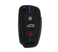 INFINAUTO Étui De Clé De Voiture en Silicone Noir Et Bleu pour Audi A1 / pour Audi A3 (8P 8V S3) / pour Audi A4 (B6 B7 B8 S4 RS 4) - Étui pour Télécommande À 3 Boutons