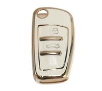 INFINAUTO Étui pour Clé De Voiture en Silicone TPU Couleur Or Blanc pour Audi A1/ pour Audi A2/ pour Audi A3/ pour Audi A4 - Étui pour Télécommande À 3 Boutons