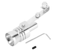 INFINAUTO Sifflet de tuyau d'échappement Turbo Sound, Silencieux arrière XL pour voiture et moto en aluminium argenté, 1 ensemble