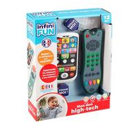 Infini Fun - Mon Duo High-Tech téléphone + télécommande - 1 télécommande trilingue Français/Anglais/Espagnol & 1 téléphone Ultra réalistes ! - Jouets d'imitation Multi-apprentissages dès 12 Mois
