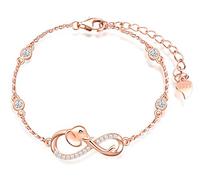 INFINIONLY Bracelet pour femme fille, bracelet en argent 925, bracelet symbole de l'infini avec éléphant mignon, décorer de diamant, cœur ou étoile, zircon incrusté, or rose, bracelet élément animal