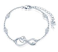 INFINIONLY Bracelet pour femme fille, bracelet en argent 925, bracelet symbole de l'infini avec éléphant mignon, décorer de diamant, cœur ou étoile, zircon incrusté, argent, bracelet élément animal