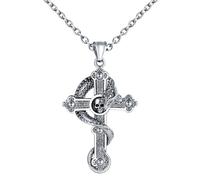 INFINIONLY Collier Croix en Acier Inoxydable pour Hommes Pendentif Créatif de Croix avec Dragon Hip Hop Colliers con Tête de Mort Halloween Bijoux Fantaisie Adolescents Décoration