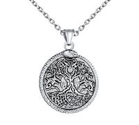 INFINIONLY Collier Médaillon en Acier Inoxydable pour Hommes Créative Pendentif Arbre de Vie Colliers avec Serpent Hip Hop Bijoux Fantaisie Adolescents Décoration