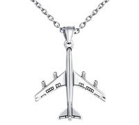 INFINIONLY Collier Pendentif Avion en Acier Inoxydable pour Hommes Créatif Pendentif en Forme d'avion Bijoux Fantaisie Adolescents Décoration