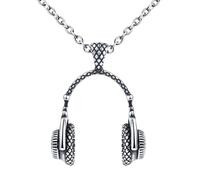 INFINIONLY Collier Pendentif Casque en Acier Inoxydable pour Hommes Créatif Colliers Casque de Musique Hip Hop Bijoux Fantaisie Adolescents Décoration