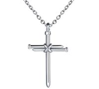 INFINIONLY Collier Pendentif Croix en Acier Inoxydable pour Hommes Créatif Punk Pendentif Clou-Croix Bijoux Fantaisie Adolescents Décoration