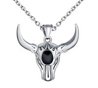 INFINIONLY Collier Pendentif de Bull Head en Acier Inoxydable pour Hommes Créatif Colliers Tête de Taureau Hip Hop Bijoux Fantaisie Adolescents Décoration