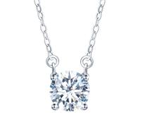 INFINIONLY Collier pendentif de diamant pour femme: colliers courts en argent 925 avec 2 carats de moissanite - 8mm solitaire rond de couleur D clarté VVS1 avec certificat GRA - bijoux de mariage