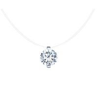 INFINIONLY Collier pendentif de diamant pour femme: ras-du-cou en argent 925 avec chaîne transparent 2 carats moissanite de couleur D clarté VVS1 8mm solitaire avec certificat GRA bijoux mariage