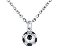 INFINIONLY Collier Pendentif de Football en Acier Inoxydable pour Hommes Créatif Colliers Coupe du Monde de Football Hip Hop Bijoux Fantaisie Adolescents Décoration