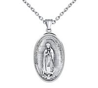INFINIONLY Collier Vierge Marie en Acier Inoxydable pour Hommes Pendentif Médaillon Religieux Vintage Colliers Pâques Bijoux Fantaisie Adolescents Décoration