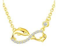 INFINIONLY Ensembles de bijoux en argent 925, Collier boucles d'oreilles et bracelet pour femme, bijoux symbole de l'infini et dauphin mignon, zircon incrusté, or, Cadeau de Noël