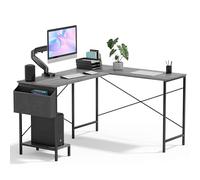 InfiniPower Bureau d'ordinateur de jeu réversible en forme de L de 127 cm pour écrire, étudier, étudiant avec cadre en bois, support en métal, sac latéral pour la maison, le bureau