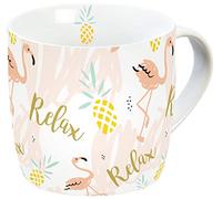 infinite by GEDA LABELS 15927 Flamingo Relax Mug avec Anse Porcelaine Multicolore 11,5 x 9,5 x 9 cm