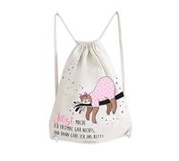 infinite by GEDA LABELS Faultier Daphne Sac à Cordon, 42 cm, Multicolore (Weiß/Rosa)