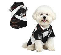 Infinite Loop Cat L Chemise hawaïenne pour petits chiens - Tenue d'été mignonne pour la plage - Vêtement doux et respirant avec boutons