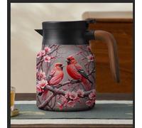 Infinite Tea Pot, Vintage Floral Pattern Tea- Built-in Infuser, Stainless Steel Thermal Carafe for Home Office (LA)