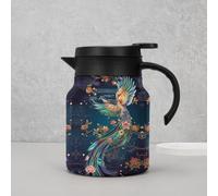 Infinite Tea Pot, Vintage Floral Pattern Tea- Built-in Infuser, Stainless Steel Thermal Carafe for Home Office (QA)