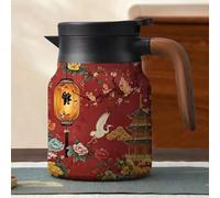 Infinite Tea Pot, Vintage Floral Pattern Tea- Built-in Infuser, Stainless Steel Thermal Carafe for Home Office (TA)