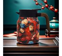 Infinite Tea Pot, Vintage Floral Pattern Tea- Built-in Infuser, Stainless Steel Thermal Carafe for Home Office (UA)