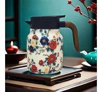 Infinite Tea Pot, Vintage Floral Pattern Tea- Built-in Infuser, Stainless Steel Thermal Carafe for Home Office (DA)