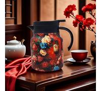 Infinite Tea Pot, Vintage Floral Pattern Tea- Built-in Infuser, Stainless Steel Thermal Carafe for Home Office (GA)