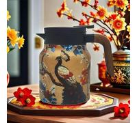 Infinite Tea Pot, Vintage Floral Pattern Tea- Built-in Infuser, Stainless Steel Thermal Carafe for Home Office (OA)