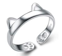 Infinite U 925 Argent Femmes/Filles L'oreille du Chat Band Bague Réglable Taille 50 pour Cadeau d'anniversaire