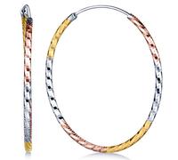Infinite U 925 Argent Ondulée Vague Or et Argent Diamètre 30mm Anneaux Créoles Boucles d'oreilles pour Femme/Fille
