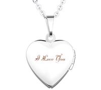 Infinite U Acier Inoxydable Unique Gravure de Laser Je t'aime Rose Cœur Ouvert Médaillons Photo Collier Pendentif pour Fille/Femme