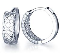 Infinite U Boucles d'oreilles en argent 925, Créoles d'oreilles en forme de cœur, Mini Bague d'oreilles pour femme fille, élégant et simple (Argent-2)