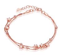 Infinite U Bracelet Les étoiles aimable avec la chaîne doublé en Argent fin S925 Couleur d'or rose Longueur est réglable pour femme fille comme cadeau