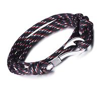 Infinite U Bracelet tressé Multi-Rangs Multicolore l'ancre de Navire et l'hameçon en Alliage et Nylon Corde de Coton la Couleur de Noir pour Femme Homme